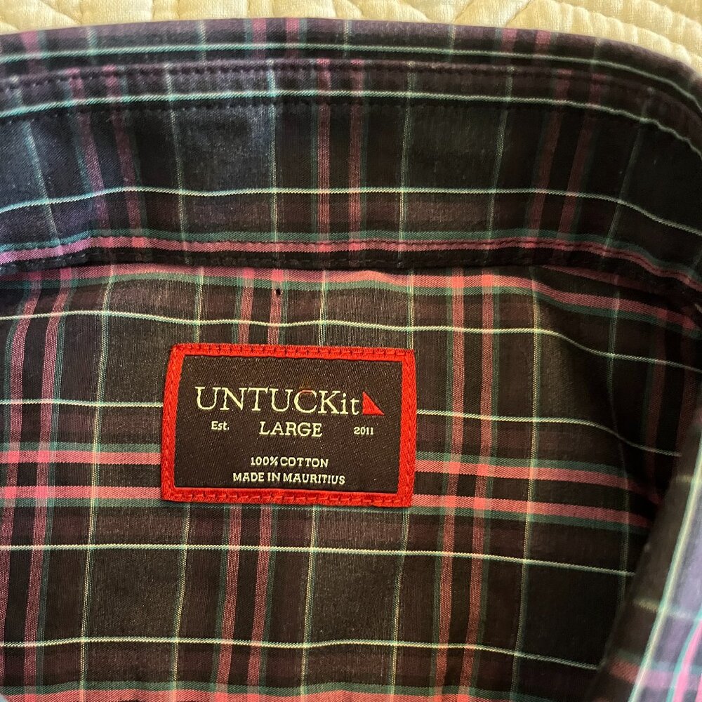 UnTUCKIT SIZE LARGE 100% COTTON LONG SLEEVE DRESS SHIRT
